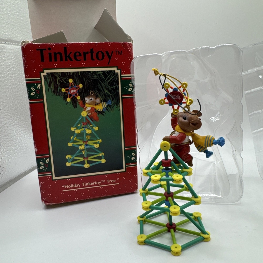 "Holiday Tinkertoy Tree" Enesco Christmas Ornament 1996 Mouse Vintage
